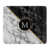 Monogram Letter Schwarz-weiß Marbour Cutting Board Schneidebrett (Vorderseite)