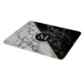 Monogram Letter Schwarz-weiß Marbour Cutting Board Schneidebrett (Ecke)