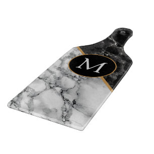 Monogram Letter Schwarz-weiß Marbour Cutting Board Schneidebrett