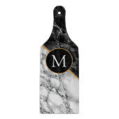 Monogram Letter Schwarz-weiß Marbour Cutting Board Schneidebrett (Vorderseite)