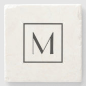 Monogram Letter Schwarz-weiß Moderne Minimal Steinuntersetzer (Vorderseite)