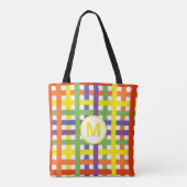 Monogram Letter Summer Beach Fun Rainbow Kariert Tasche (Rückseite)