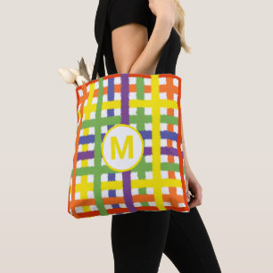 Monogram Letter Summer Beach Fun Rainbow Kariert Tasche