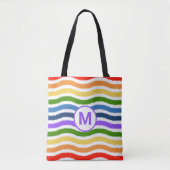 Monogram Letter Summer Beach Fun Rainbow Waves Tasche (Vorderseite)