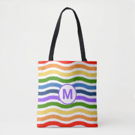 Monogram Letter Summer Beach Fun Rainbow Waves Tasche