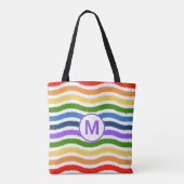 Monogram Letter Summer Beach Fun Rainbow Waves Tasche (Rückseite)