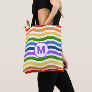 Monogram Letter Summer Beach Fun Rainbow Waves Tasche