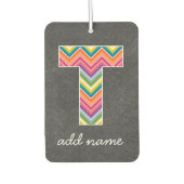 Monogram Letter T - Chalkboard and Bright Chevrons Autolufterfrischer (Vorderseite)