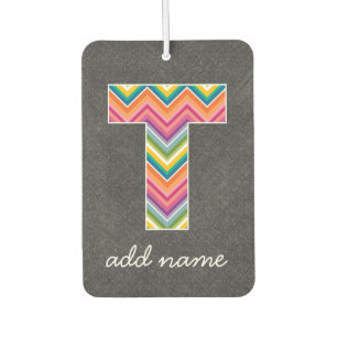 Monogram Letter T - Chalkboard and Bright Chevrons Autolufterfrischer