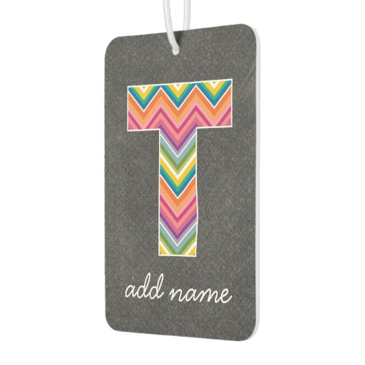 Monogram Letter T - Chalkboard and Bright Chevrons Autolufterfrischer (Links)