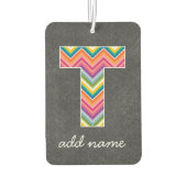 Monogram Letter T - Chalkboard and Bright Chevrons Autolufterfrischer (Rückseite)