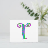 Monogram Letter T Fun Postkarte (Stehend Vorderseite)