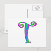 Monogram Letter T Fun Postkarte (Vorne/Hinten)