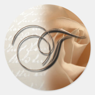 Monogram Letter T Wedding Umschlag Aufkleber