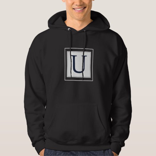 Monogram Letter U Alphabet U Initial Navy Blue Hoodie (Vorderseite)