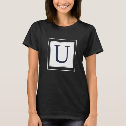 Monogram Letter U Alphabet U Initial Navy Blue T-Shirt (Vorderseite)
