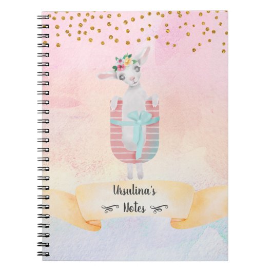 Monogram Letter U Niedlich Sheep Homeschool Girl Notizblock (Vorderseite)