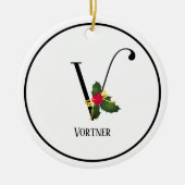 Monogram Letter V Personalisiert Weihnachten Keramik Ornament (Vorne)