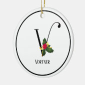 Monogram Letter V Personalisiert Weihnachten Keramik Ornament (Links)