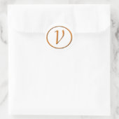 Monogram Letter V Wood look Runder Aufkleber (Tasche)