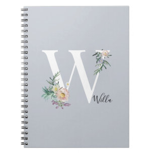 Monogram Letter W Floral Personalisiert Notizblock