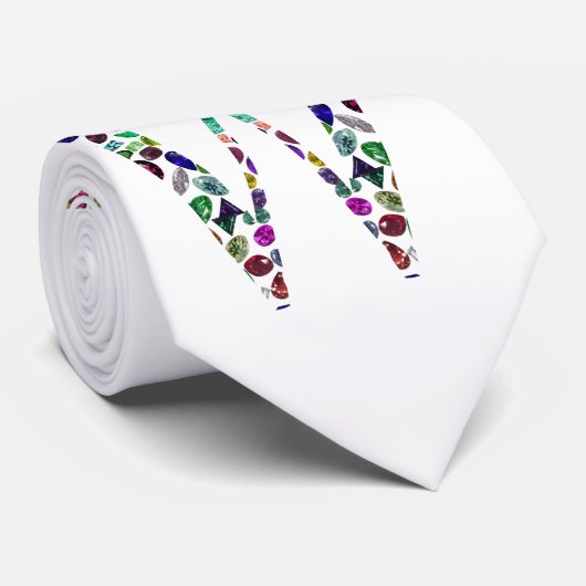 Monogram Letter W - Gemstone Initial Design Krawatte (Gerollt)