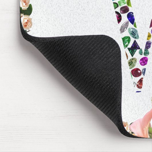 Monogram Letter W - Gemstone Initial Design Mousepad (Ecke)