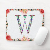 Monogram Letter W - Gemstone Initial Design Mousepad (Mit Mouse)