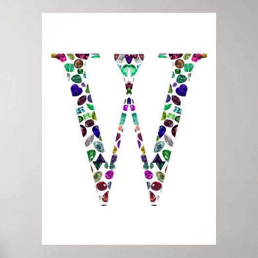 Monogram Letter W - Gemstone Initial Design Poster (Vorne)