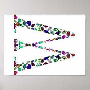 Monogram Letter W - Gemstone Initial Design Poster