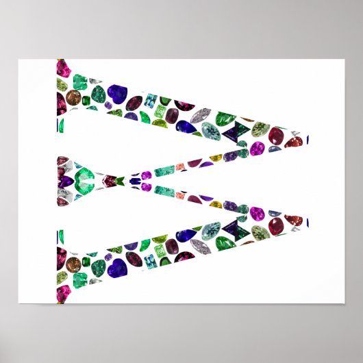 Monogram Letter W - Gemstone Initial Design Poster (Vorne)
