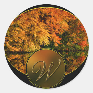 Monogram Letter W Hochzeit im Herbst Umschlag Aufk Runder Aufkleber