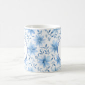 Monogram Letter Watercolor Spring Blue Flowers Kaffeetasse (Mittel)