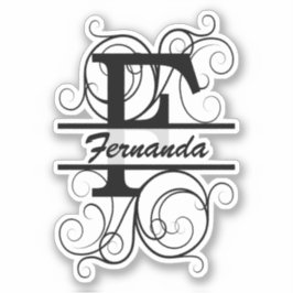 Monogram letter with swirls ; space for your name aufkleber
