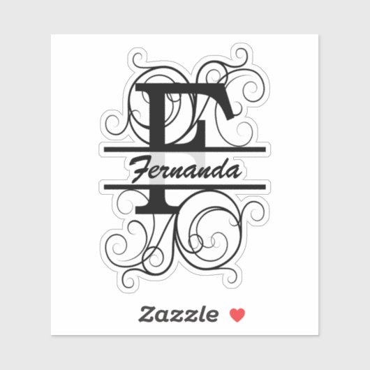 Monogram letter with swirls ; space for your name aufkleber (Blatt)