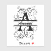 Monogram letter with swirls ; space for your name aufkleber (Blatt)