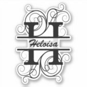 Monogram letter with swirls ; space for your name aufkleber (Vorderseite)