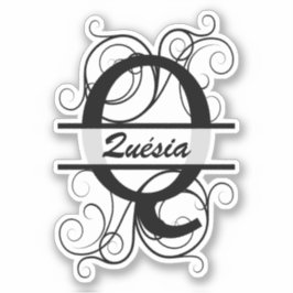 Monogram letter with swirls ; space for your name aufkleber