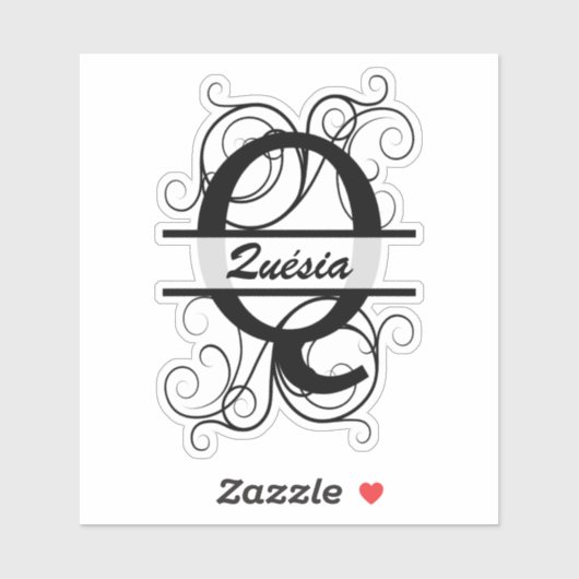 Monogram letter with swirls ; space for your name aufkleber (Blatt)