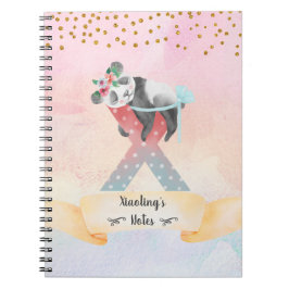 Monogram Letter X Baby Panda Girl Daily Diary Notizblock