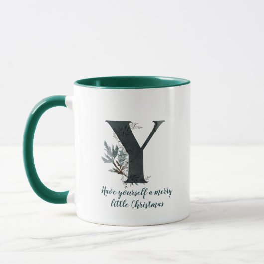 Monogram Letter Y Design und Foto Weihnachts-Tasse Tasse (Links)