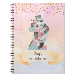 Monogram Letter Z Baby Panda Girl Daily Diary Notizblock