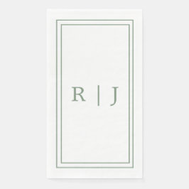 Monogram Letters Initial Sage Green Simple Wedding Serviette