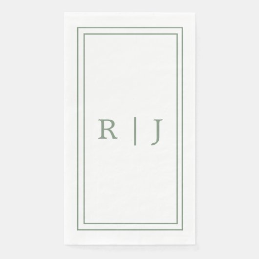Monogram Letters Initial Sage Green Simple Wedding Serviette (Vorderseite)