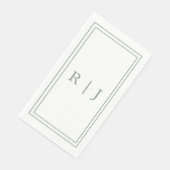Monogram Letters Initial Sage Green Simple Wedding Serviette (Ecke)
