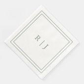 Monogram Letters Initial Sage Green Simple Wedding Serviette (Ecke)