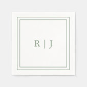 Monogram Letters Initial Sage Green Simple Wedding Serviette (Vorderseite)