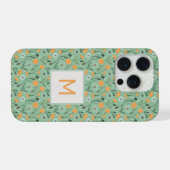 Monogram-Leuchter-Blume Orangefarbenes Muster iPhone Hülle (Rückseite (Horizontal))