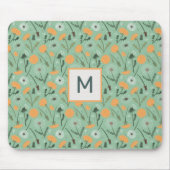 Monogram-Leuchter-Blume Orangefarbenes Muster Mousepad (Vorne)