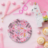 Monogram Liebe A Nursy Whimsy Art Pink Pappteller (Party)